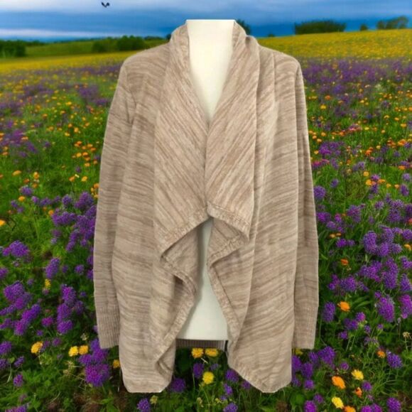 Chunky Open Front Cardigan M Draped Front Sweater Old Money Quiet Luxury RQT - Picture 15 of 16